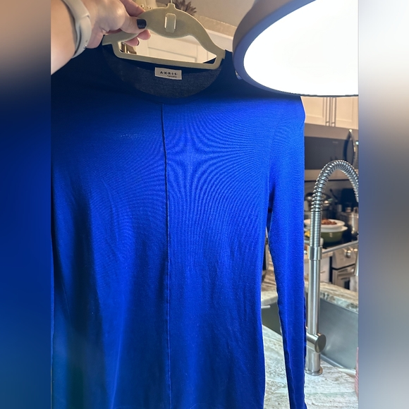 A-K-R-I-S PUNTO size 6 blue color long sleeve round neck women's blouse - Picture 5 of 12